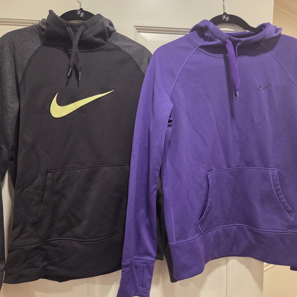 Nike Womens Black and Purple Hoodies